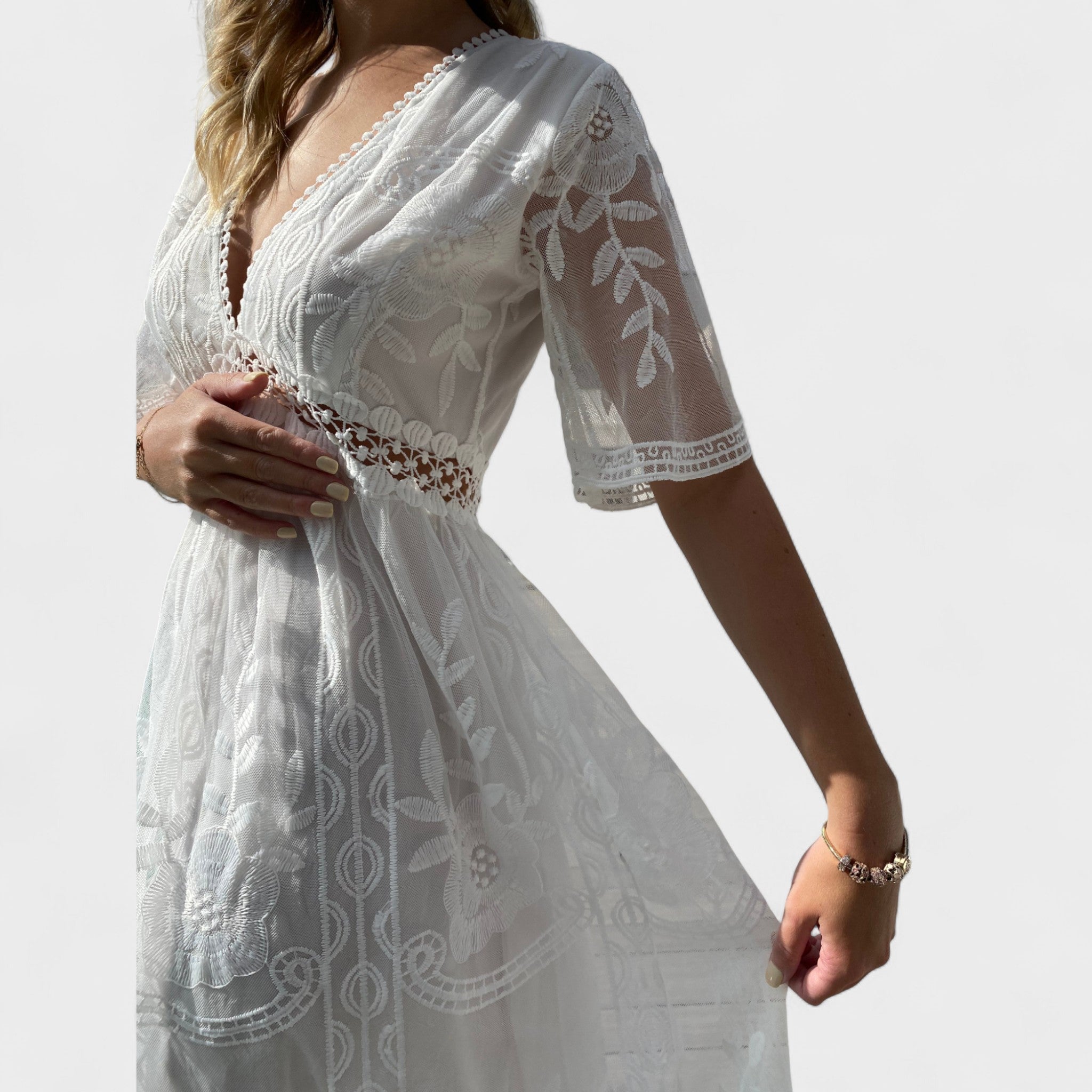 Marinka - Dugačka Boho Čipkasta Haljina