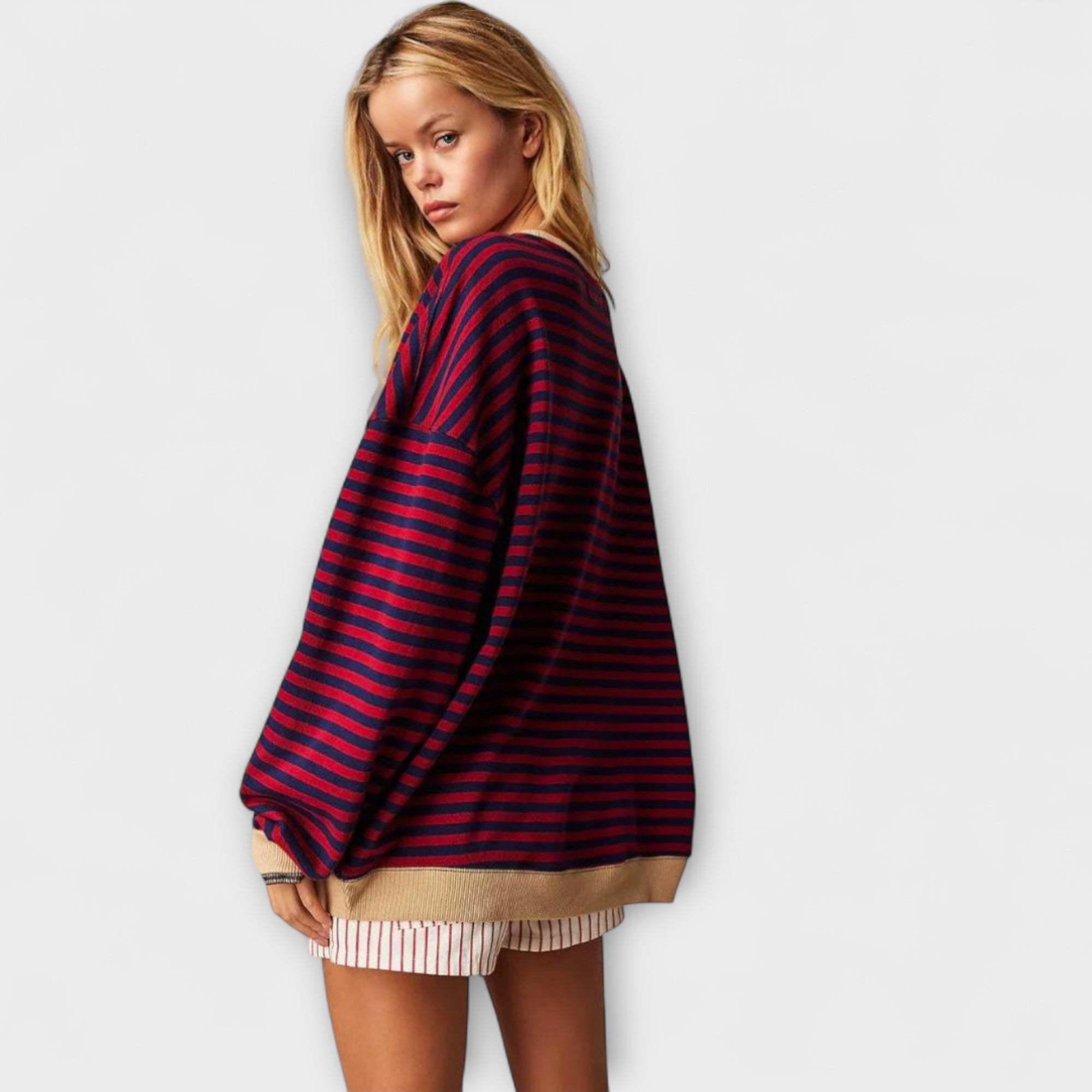 Mary - Prugasti Oversize Pulover