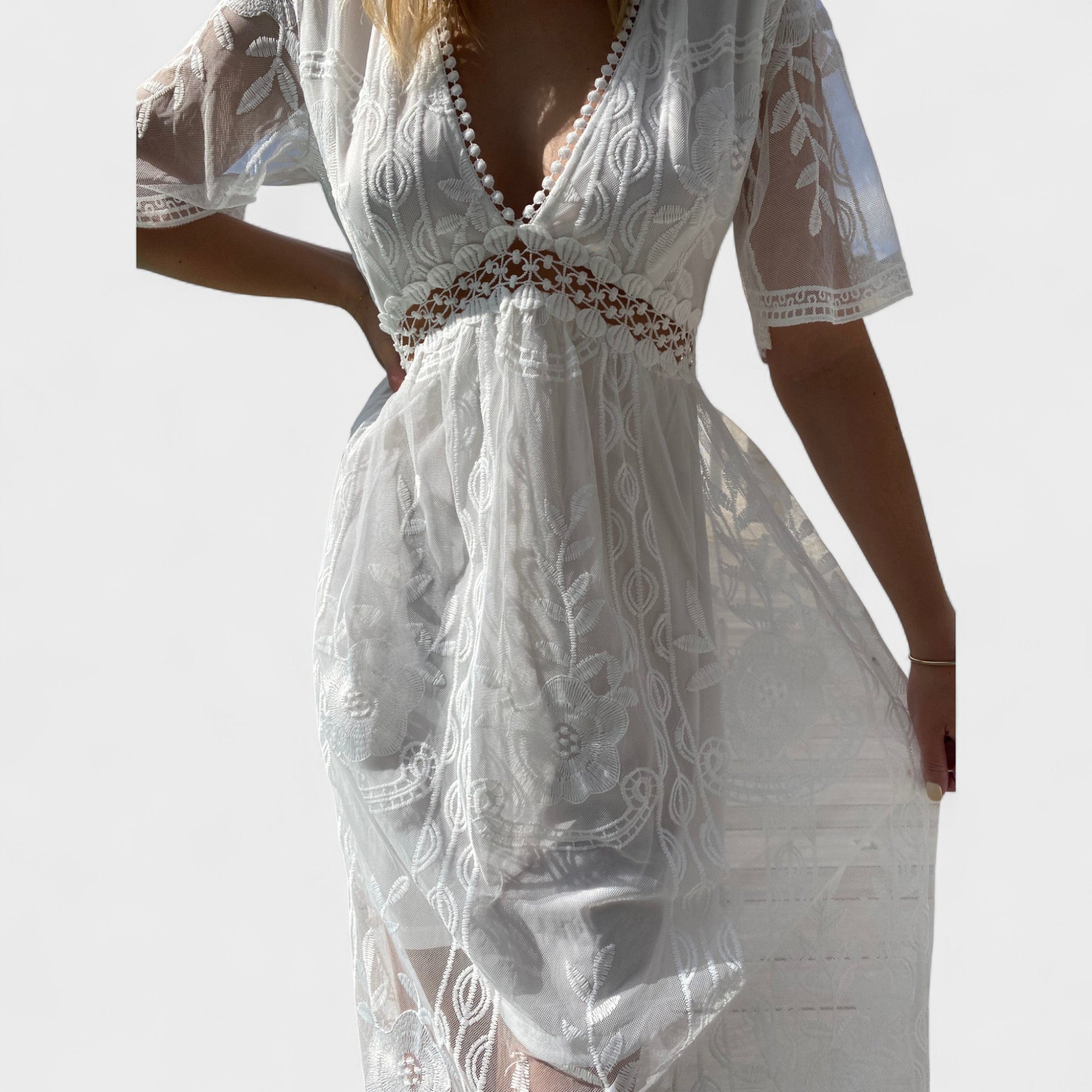 Marinka - Dugačka Boho Čipkasta Haljina